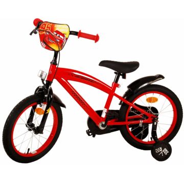 Bicicleta pentru copii EL Disney Cars 16 inch CB, frana de mana pe roata fata, scaun si ghidon reglabil, roti gonflabile, stopuri reflectorizante, roti ajutatoare demontabile