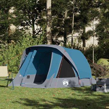 Cabină cort de camping, 4 persoane, albastru, impermeabil