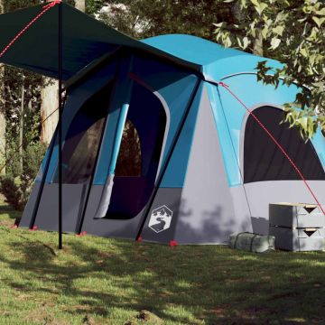 Cabină cort de camping, 5 persoane, albastru, impermeabil