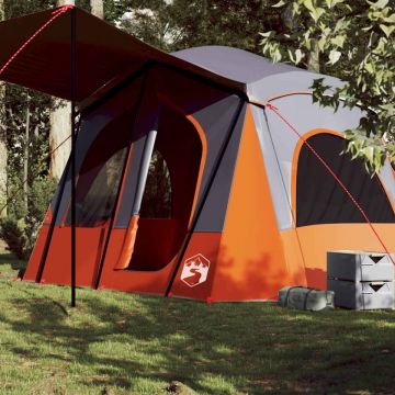 Cabină cort de camping 5 persoane gri și portocaliu impermeabil