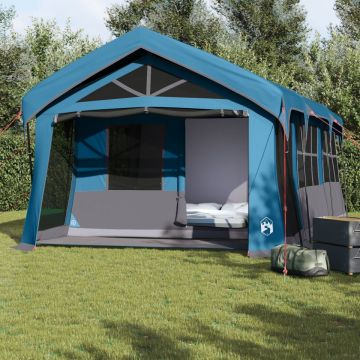 Cort de Camping cu Feronerie Albastru pentru 10 Persoane Waterproof