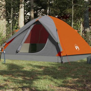 Cort de camping cupolă 6 persoane, portocaliu, impermeabil