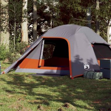Cort de camping cupolă pentru 4 persoane, gri, impermeabil