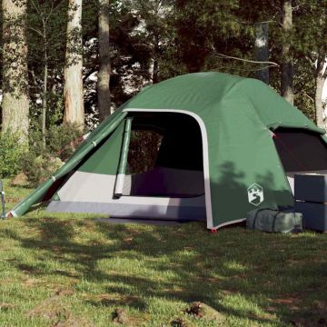 Cort de camping cupolă pentru 4 persoane, verde, impermeabil