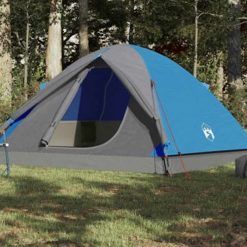 Cort de camping cupolă pentru 6 persoane, albastru, impermeabil