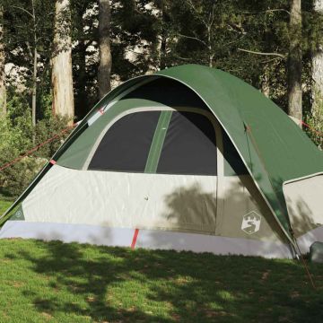 Cort de camping cupolă pentru 6 persoane, verde, impermeabil