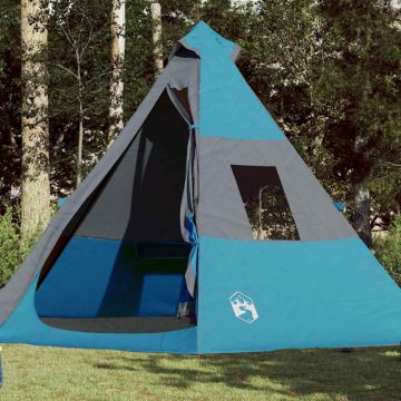 Cort de camping tipi pentru 7 persoane, albastru, impermeabil
