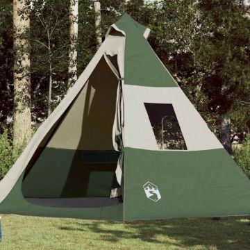 Cort de camping tipi pentru 7 persoane, verde, impermeabil