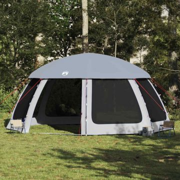 Cort de piscină cu pereți detașabili și plasă gri 612x612 cm