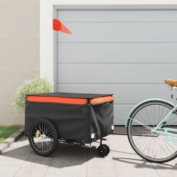 Remorcă pentru biciclete, negru și portocaliu, 45 kg, fier Remorcă pentru biciclete, negru și portocaliu, 45 kg, fier