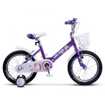 Bicicleta Copii 4-6 ani Velors V1602A, roti 16inch, Sistem franare V-brake, Mov