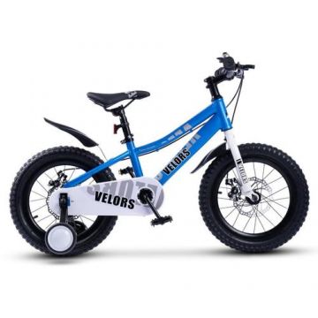 Bicicleta Copii 4-6 ani Velors V16345A, roti 16inch, Sistem de franare mecanic pe disc, Cadru din otel, Albastru
