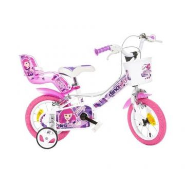 Bicicleta copii DINO BIKES Zane, roti 12inch, roti ajutatoare, Roz