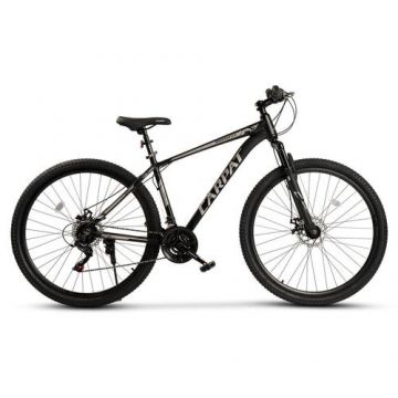 Bicicleta MTB Carpat Spartan C2999G 29inch, Cadru Aluminiu, 21 Viteze, Echipare Shimano, Frane Disc Mecanice, Manete Rotative, Cabluri Integrate, Negru/Gri
