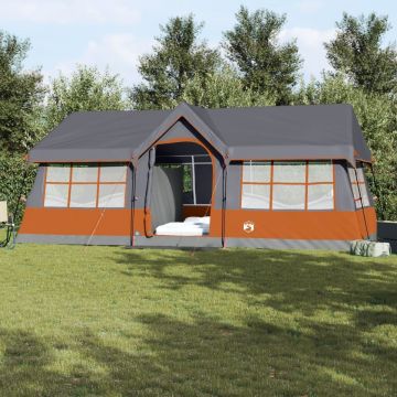 Cort camping cu feronerie Gri și Portocaliu 12-Persoane Impermeabil