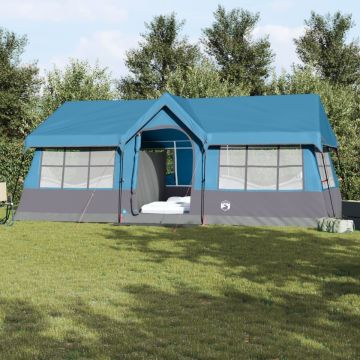 Cort de camping cu plasă albastră pentru 12 persoane, impermeabil