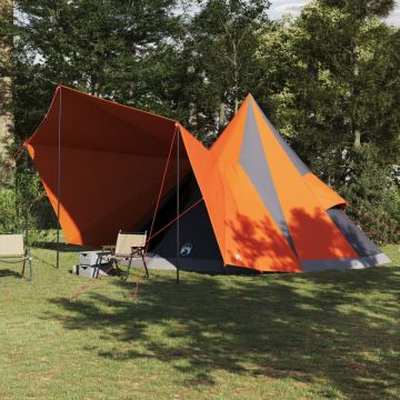 Cort de Familie Tipi Gri și Portocalie 12 Persoane Waterproof