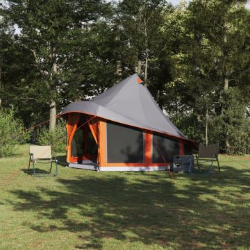 Cort de familie Tipi gri și portocaliu impermeabil pentru 6 persoane