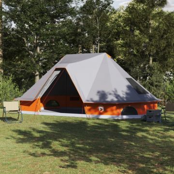 Cort pentru Familie Tipi - Gri și portocalie, pentru 10 persoane, impermeabil