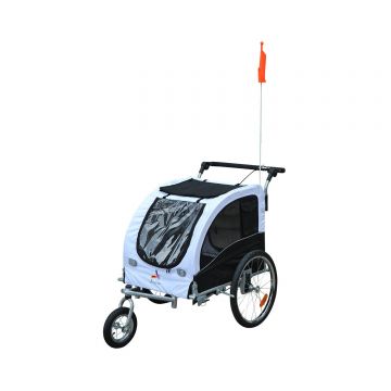PawHut Cărucior tip Remorcă pentru Câini pentru Bicicletă, Alb și Negru | Aosom Romania