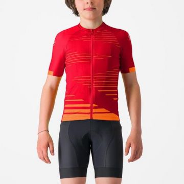 Tricou cu maneca scurta Castelli Aero Kid pentru copii, 12A, Rosu/Portocaliu