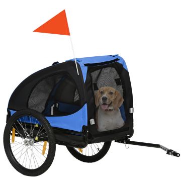 PawHut Remorcă pentru câini, remorcă pliabilă pentru câini, rezistentă la apă, material Oxford, oțel, 140 x 71 x 83 cm, Albastru | Aosom Romania