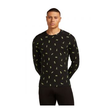 Bluza Barbati Icebreaker 200 Oasis Ls Crewe Snow Day Aop Black-peridot-aop Bluza Barbati Icebreaker 200 Oasis Ls Crewe Snow Day Aop Black-peridot-aop