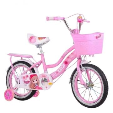 Bicicleta Go Kart Mara 12 inch , 2-4 ani,aparatoare noroi,sonerie,portbagaj si cos pentru jucarii, alb cu roz