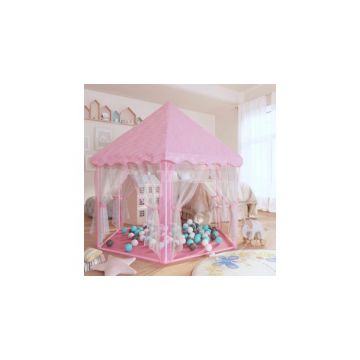 Cort de joaca Princess cu 250 de bile, roz, 133x140 cm