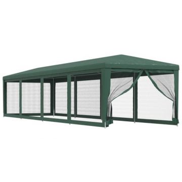 Cort de petrecere cu 10 pereti din plasa, verde, 3x12 m, hdpe