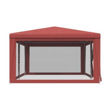 Cort de petrecere cu 6 pereti din plasa, rosu, 6x4 m, hdpe