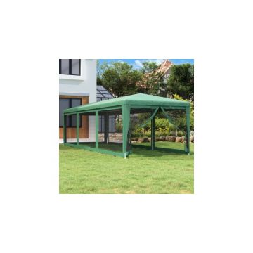 Cort de petrecere cu 8 pereti din plasa, verde, 3x9 m, hdpe