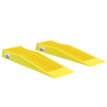 HOMCOM Set 2 Rampe de Încărcare pentru Auto din Plastic Antiderapant cu Capacitate 3tone, Galben | Aosom Romania