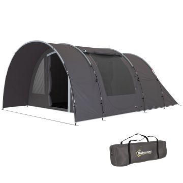 Outsunny Cort de camping cu terasă pentru 4 până la 6 persoane ușor ventilat impermeabil 5 000 mm montare ușoară sac de transport gri | Aosom Romania