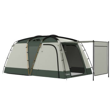 Outsunny Cort de Camping Impermeabil cu 4 Locuri, cu Zonă Separată de Dormit și Living, 460x300x200 cm, Verde | Aosom Romania