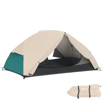 Outsunny Cort de Camping pentru 2 Persoane cu 2 Uși, 2 Ferestre cu Plasă și Geantă de Transport, 280x225x110 cm, Bej | Aosom Romania