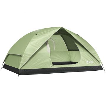 Outsunny Cort de Camping pentru 3 Persoane cu Port de Încărcare, Buzunare și Geantă de Transport, 205x275x135 cm, Verde | Aosom Romania