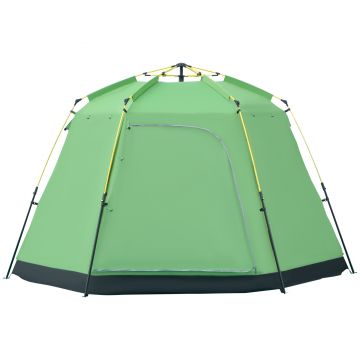 Outsunny Cort de Camping pentru 6 Persoane Cort de Familie Cort de Cupolă Piele ecologică 2000mm instalare ușoară pentru tabere trekking festival oțel fibre de sticlă verde 320 x 320 x 180 cm | Aosom Romania