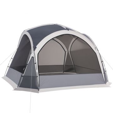 Outsunny Cort de camping tip dôme familial pentru 6-8 persoane cu 4 uși cu plasă de zippé, material Oxford și cârlig pentru lampă | Aosom Romania