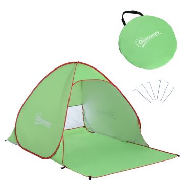 Outsunny Cort pentru Plajă cu Protecție UV 30+, Fereastră și Geantă de Transport, 200x150x119 cm, Verde | Aosom Romania