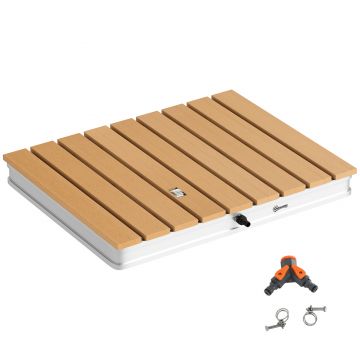 Outsunny Duș Portabil: aluminiu, 4m rezistent UV/apă, plajă/spa, 70x55 cm, Efect Lemn | Aosom Romania