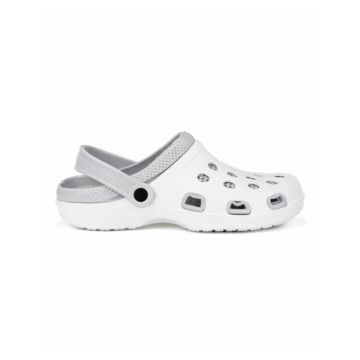 Papuci tip crocs MARINE - alb gri