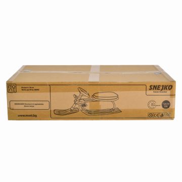 Sanie cu volan Moni Snowy Blue cu scaun moale si cadru metalic,franghie inclusa,greutate admisa 50 kg