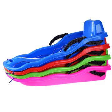 Sanie din plastic pentru copii pink, din plastic, cu frana dublu-laterala si sfoara pentru tractiune si ghidare