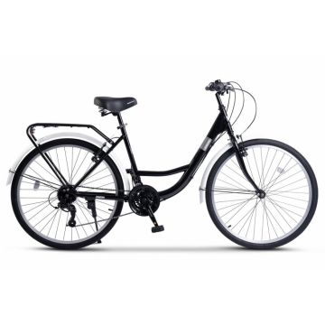 Bicicleta City Classic, Echipare Linie Carpat, 21 Viteze, roti 26 Inch, fV-Brake, Rich R2632A, Negru