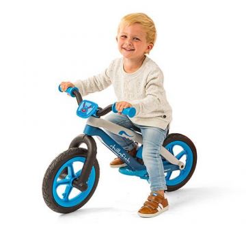 Bicicleta copii fara pedale Chillafish BMXie 02 Blue cu suport pentru picioare si frana integrata, varsta 2-5 ani, scaun reglabil de la 32 la 39 cm, anvelopele RubberSkin