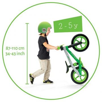 Bicicleta de echilibru Chillafish BMXie 02 Green cu suport pentru picioare si frana integrata
