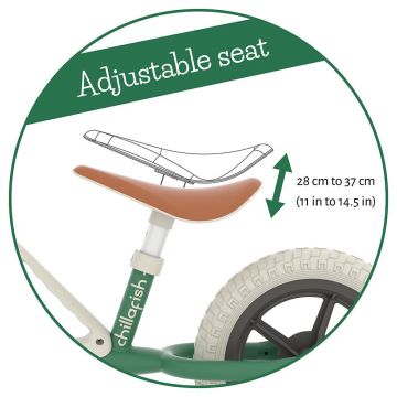 Bicicleta de echilibru, Chillafish Charlie Forest, Usoara, Cu ghidon si sa reglabile, Greutate 2.5 Kg, Cu roti din spuma EVA, 10 inch, Pentru 18-48 luni