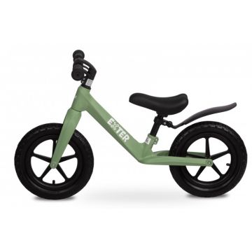 Bicicleta de echilibru fara pedale pentru copii Toyz Exter Green,Roti gonflabile,Sa confortabila din piele cu inaltime reglabila,Protectie noroi,Manere antiderapante,De la 3ani sau maxim 30kg