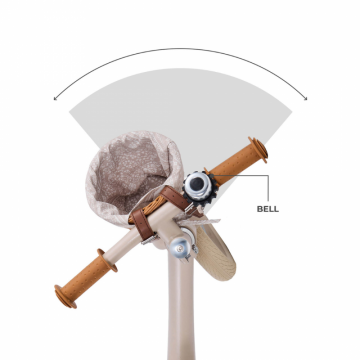 Bicicleta de echilibru Kinderkraft Rapid 2 Bizuu Beige, cadru din aliaj de magneziu, scaun reglabil, clopotel si cos pentru jucarii